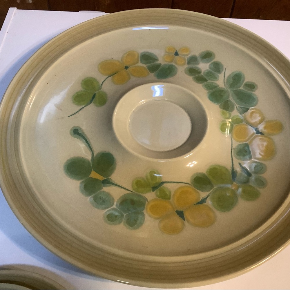 Franciscan Pebble Beach Vintage 10” Serving tray Green & Gold